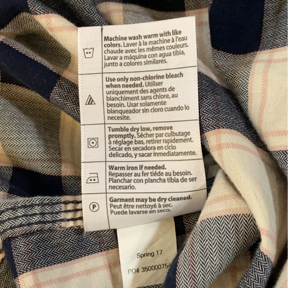 Carhartt Shirt, Plaid Button Down Cuffed Short Sleeve, Navy White, EUC, 8/10 M - Picture 7 of 9